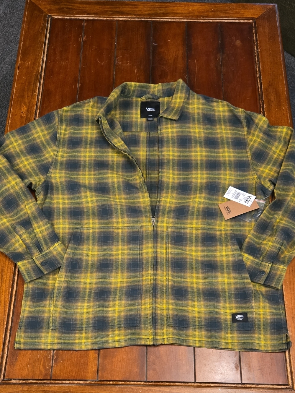 Vans Yellow & Green Plaid Lightweight Zip Shirt Jacket
